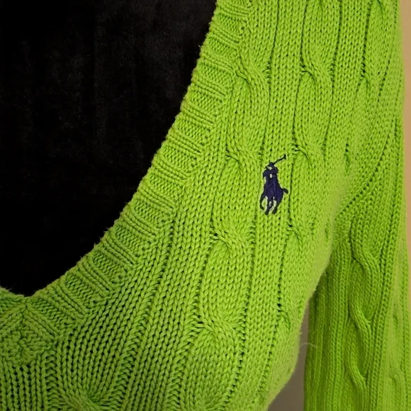 Ralph Lauren Polo sweater, apple green, medium. - Picture 2 of 4